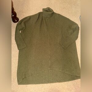 Army Green Ribbed Knit Sweater Tunic